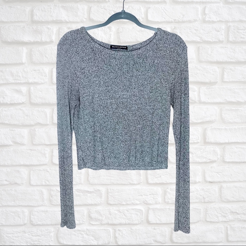 Brandy Melville Cropped Long Sleeve Top in Heather Grey